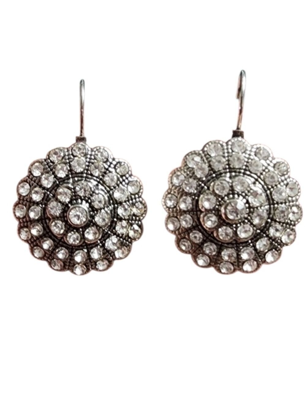 Silvertone Starburst Crystal Earrings